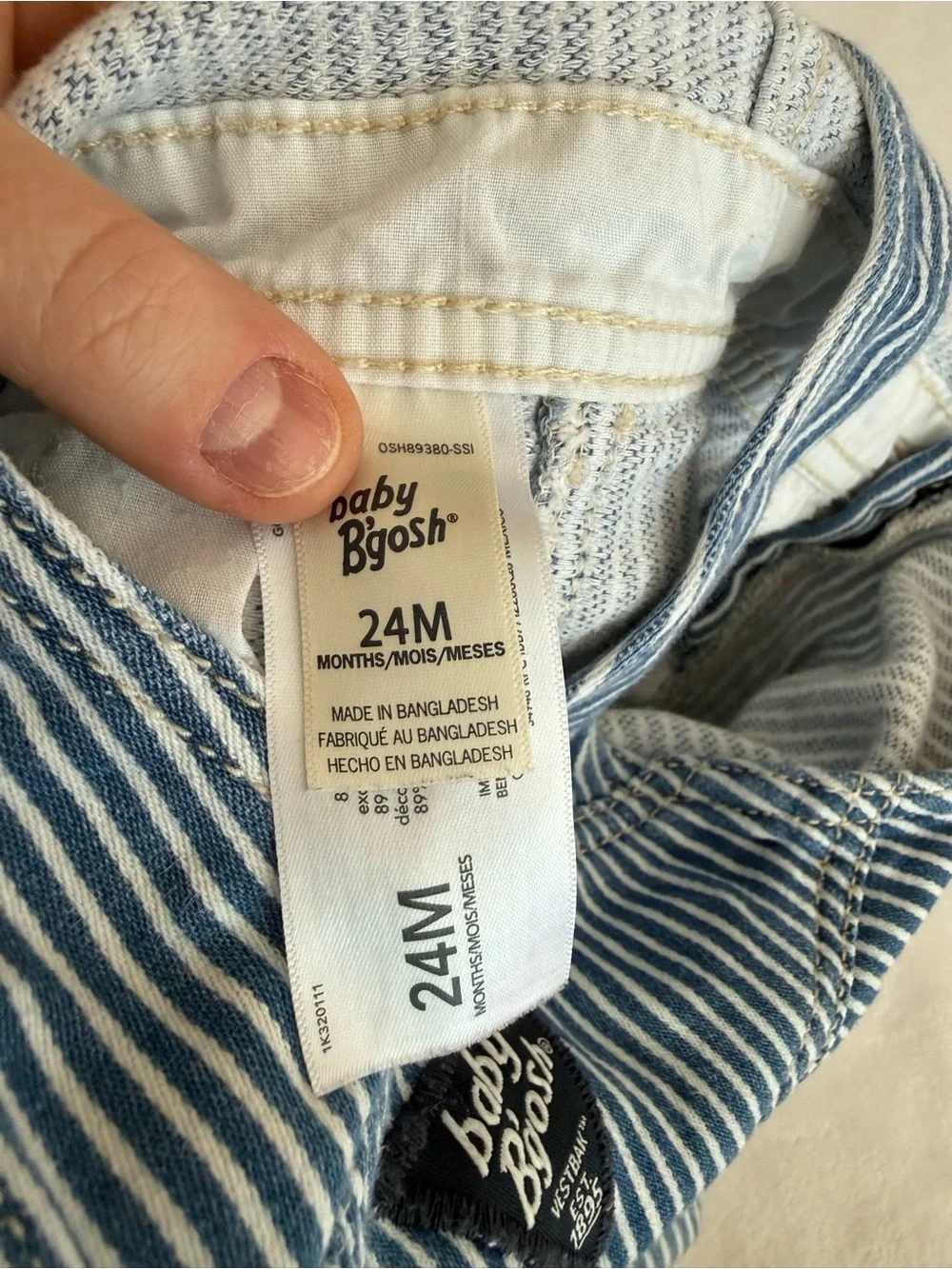 Toddler OshKosh B'gosh Blue Stripe Short Overalls (size 24M)